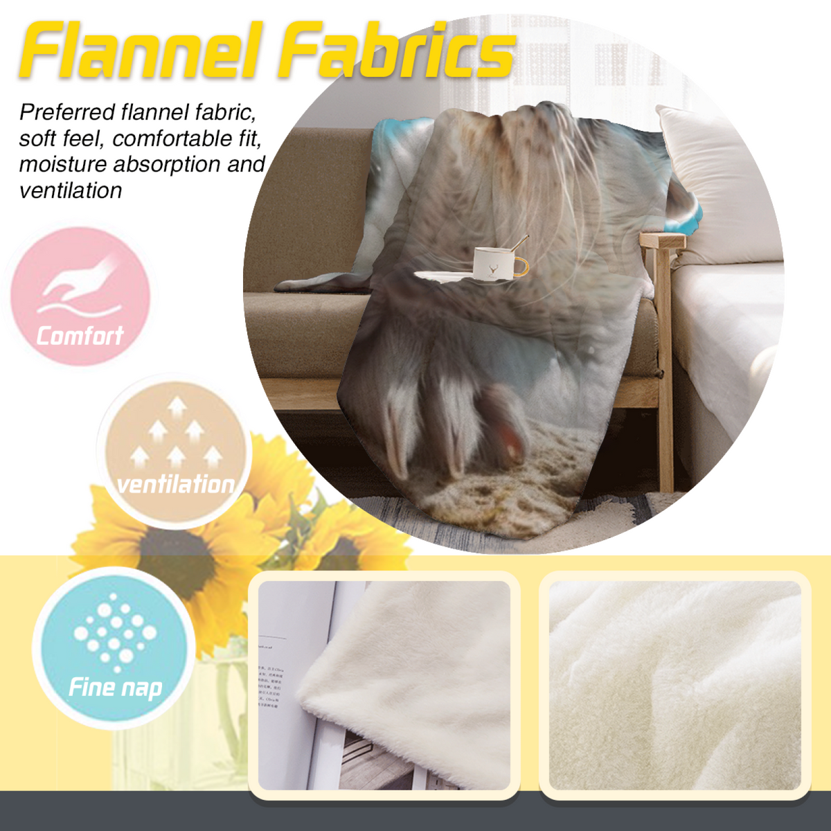 Saffron Vista Cozy Pattern Soft Flannel Blanket
