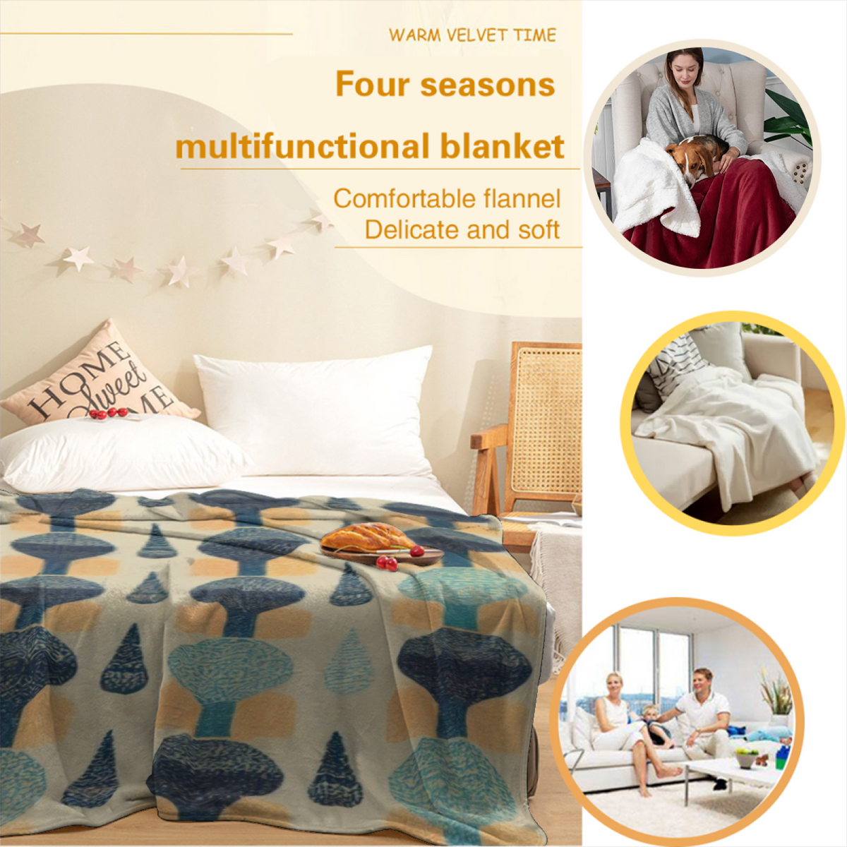 Cinnamon & Valley Playful Graphic All-Season Flannel Blanket