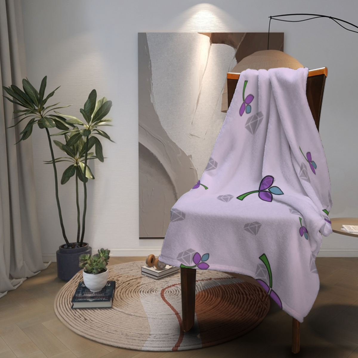 Decorative Flannel Blanket with Aurora Sanctuary Cozy Cottage Artwork