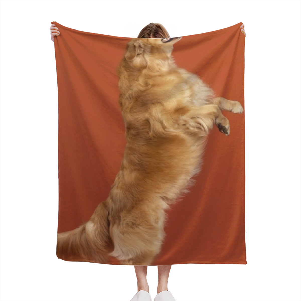 Warm Coral Amber Tapestry Flannel Throw Blanket