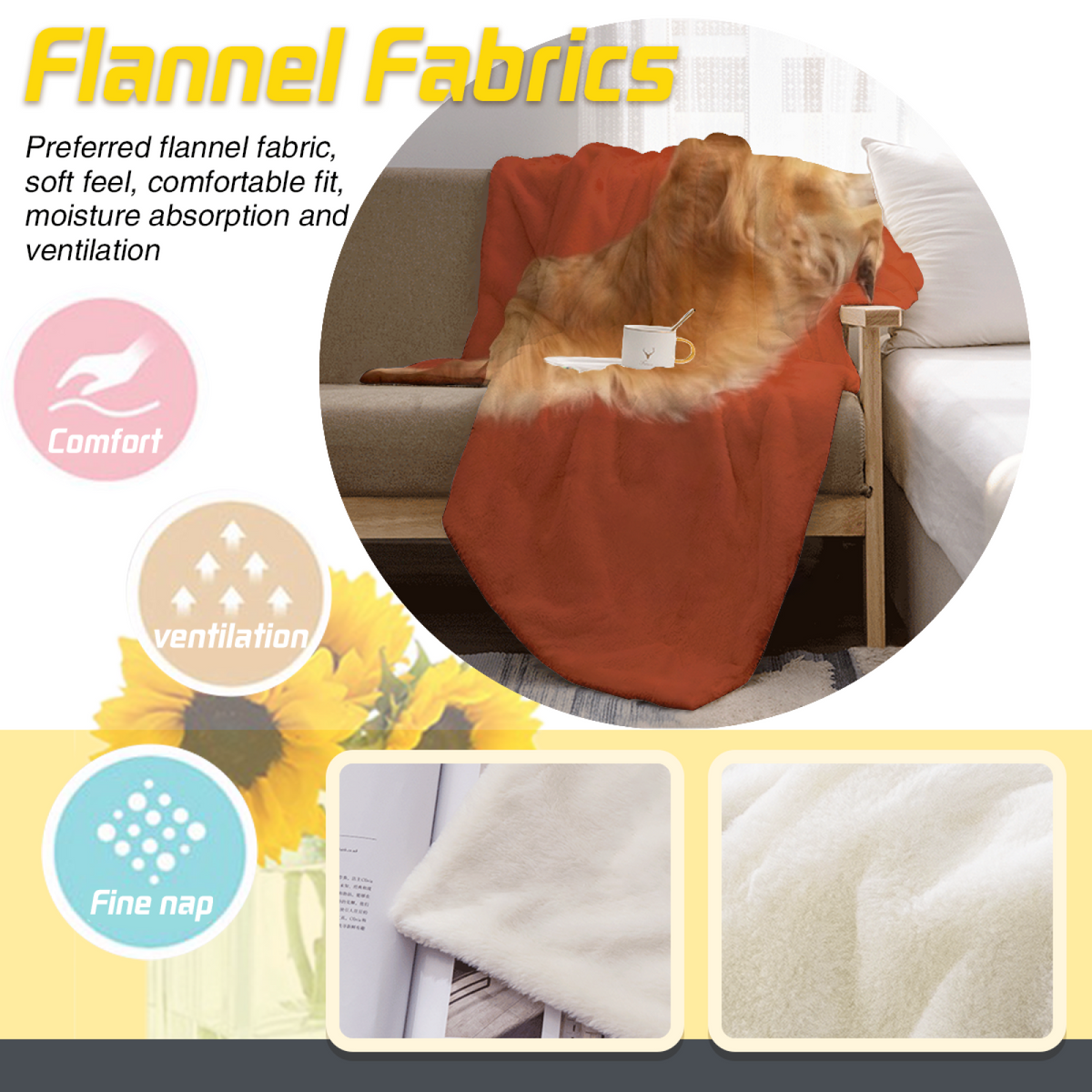 Warm Coral Amber Tapestry Flannel Throw Blanket