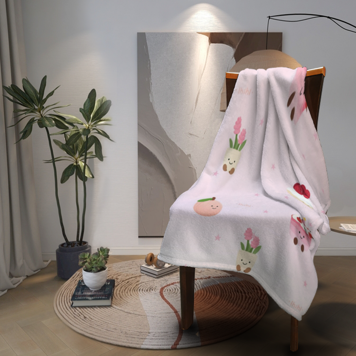 Creamy Ivory Whimsical Decor Plush Flannel Throw ¨C Rustic Hearth Edition