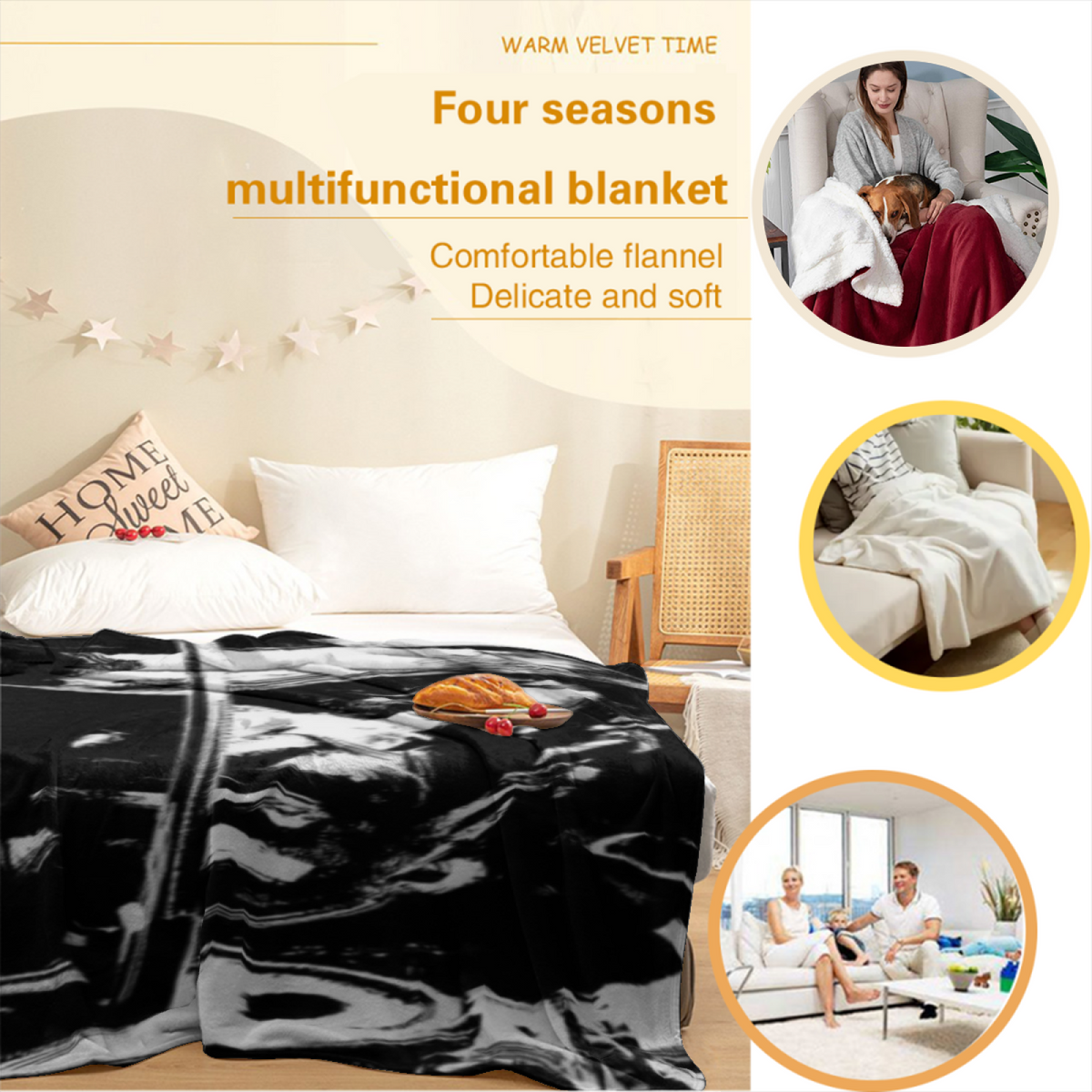 Soft Minimalist Plush Flannel Throw ¨C Cinnamon Lagoon Collection