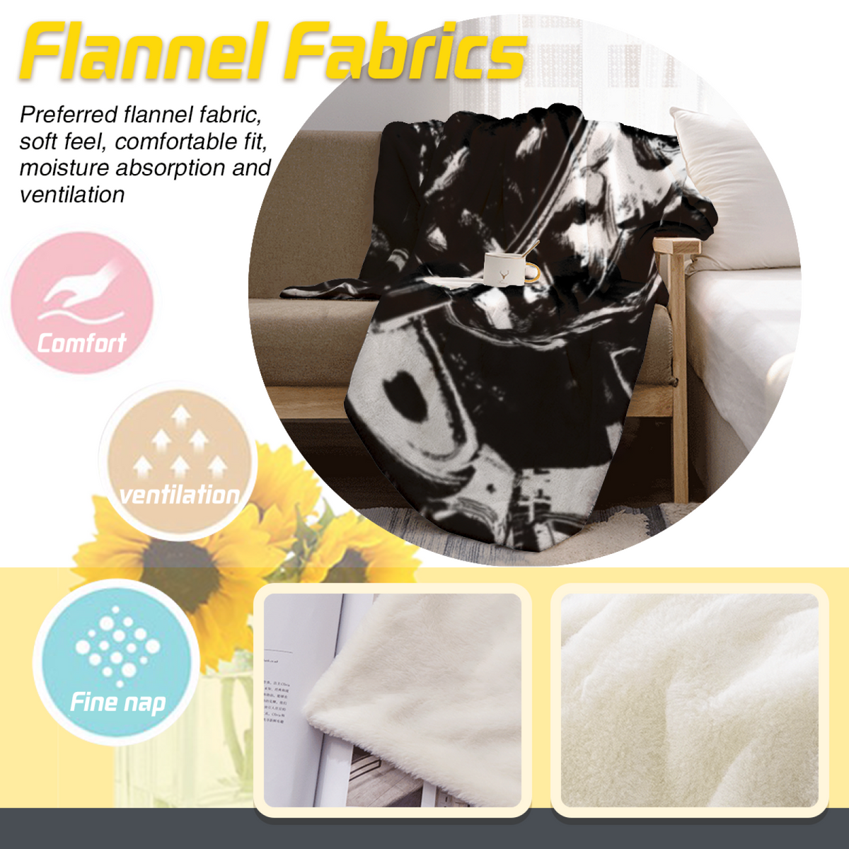 Soft Minimalist Plush Flannel Throw ¨C Cinnamon Lagoon Collection