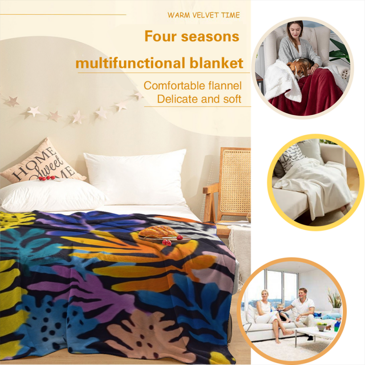 Soft Minimalist All-Season Flannel Blanket ¨C Gilded Jubilee Collection