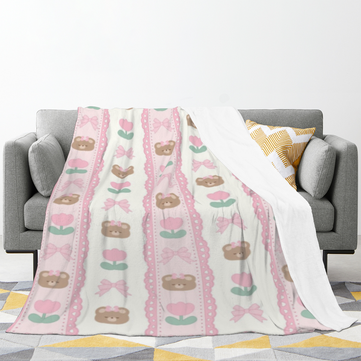 Creamy Ivory Whimsical Decor All-Season Flannel Blanket ¨C Copper Breeze Edition