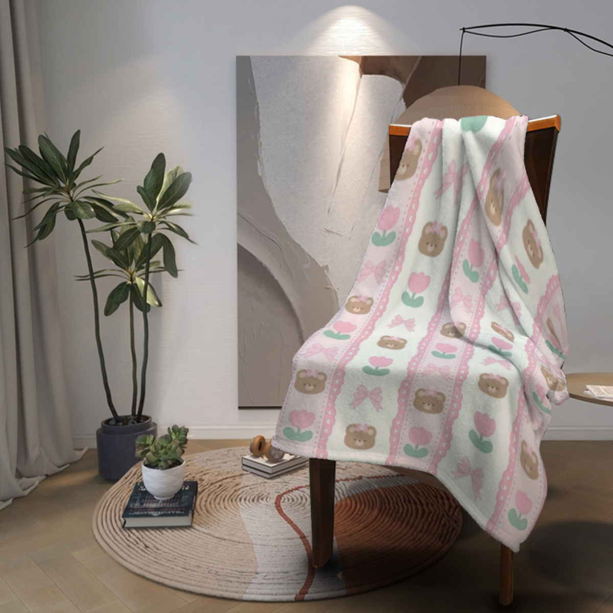 Creamy Ivory Whimsical Decor All-Season Flannel Blanket ¨C Copper Breeze Edition