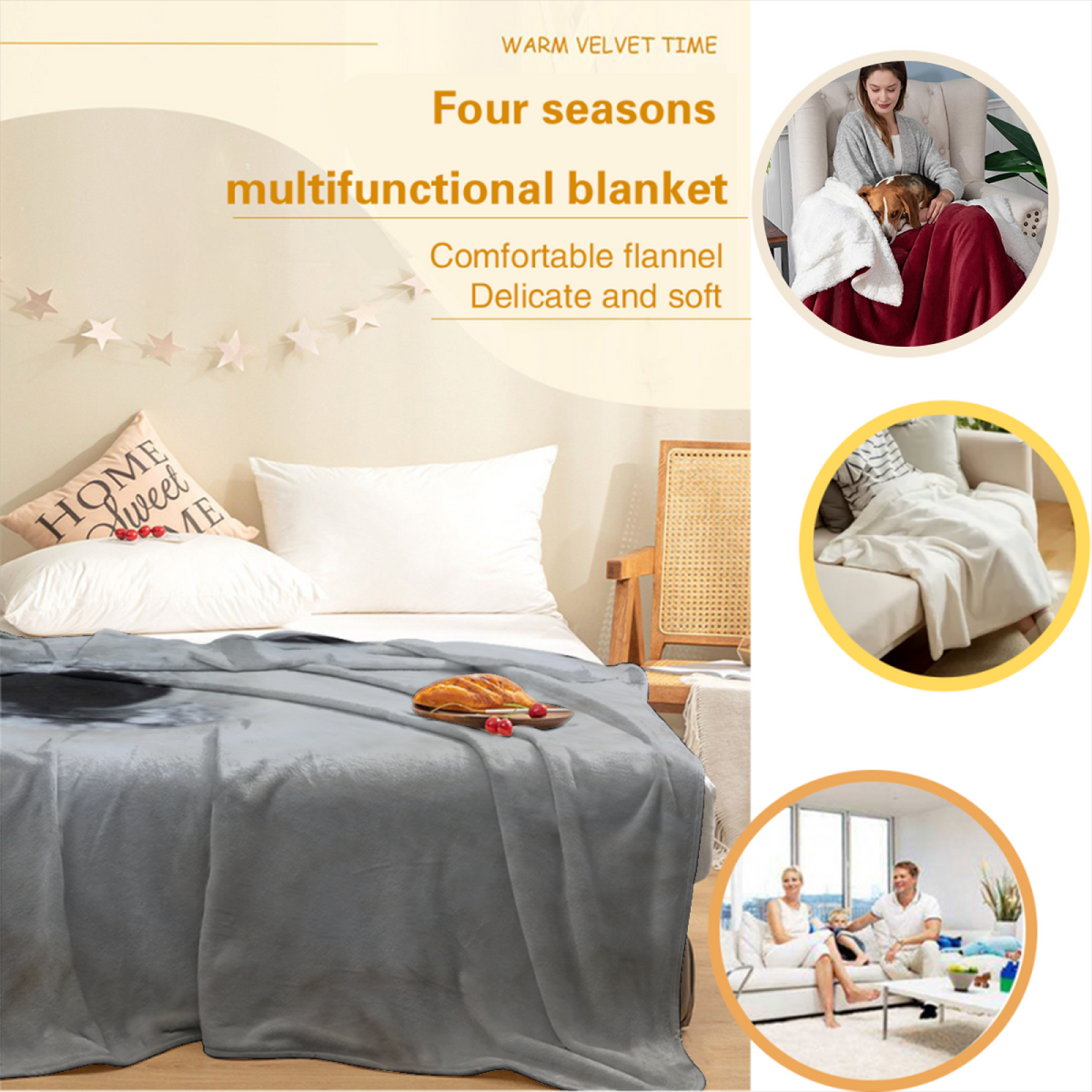 Fern Trail Soft Neutral Decorative All-Season Flannel Blanket