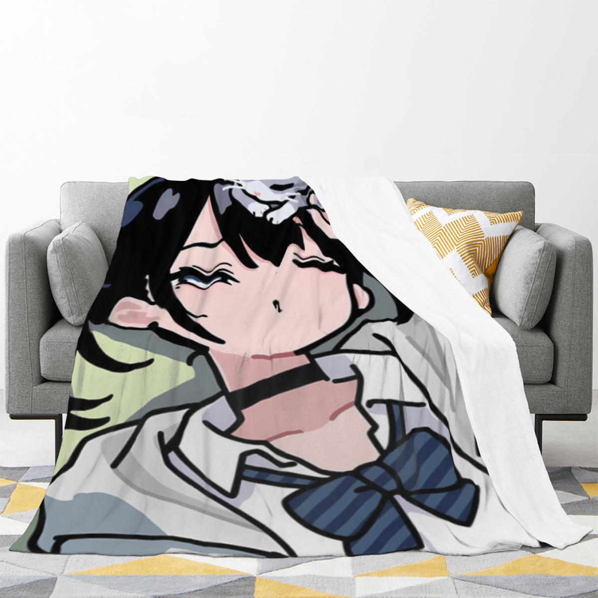 Moonbeam Daydream Muted Sage Art Flannel Throw Blanket