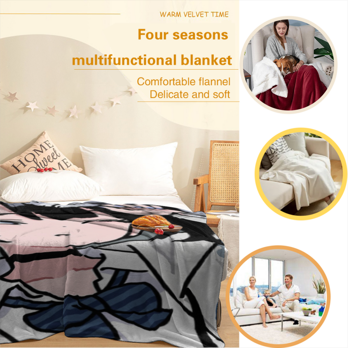 Moonbeam Daydream Muted Sage Art Flannel Throw Blanket