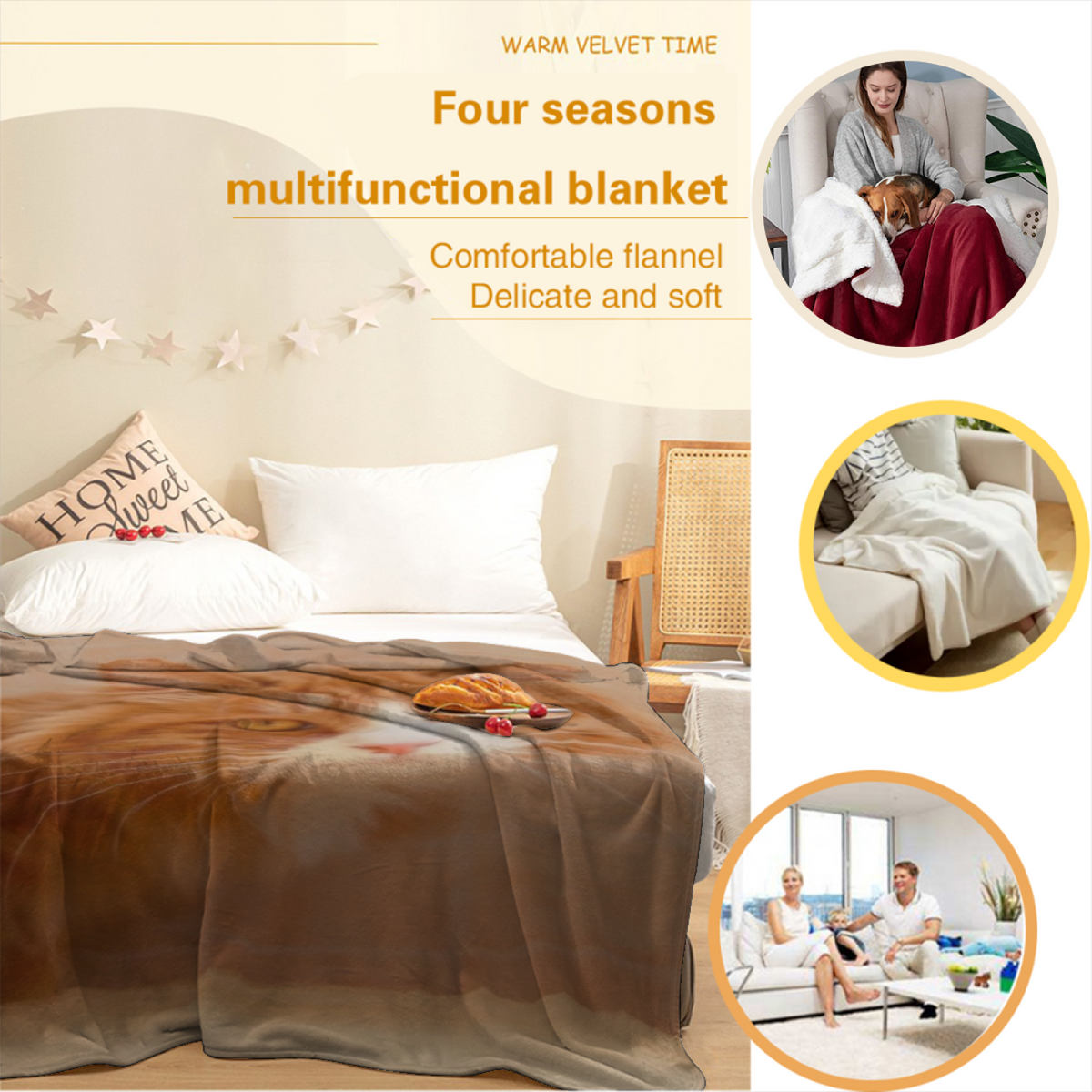 Rich Multicolor Heather Atlas Soft Flannel Blanket ¨C Contemporary Pattern