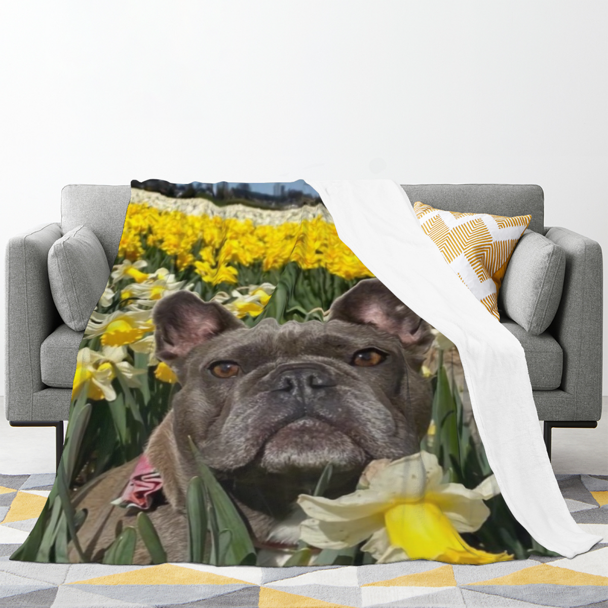 Silver Rhythm Retro Pattern Flannel Throw Blanket
