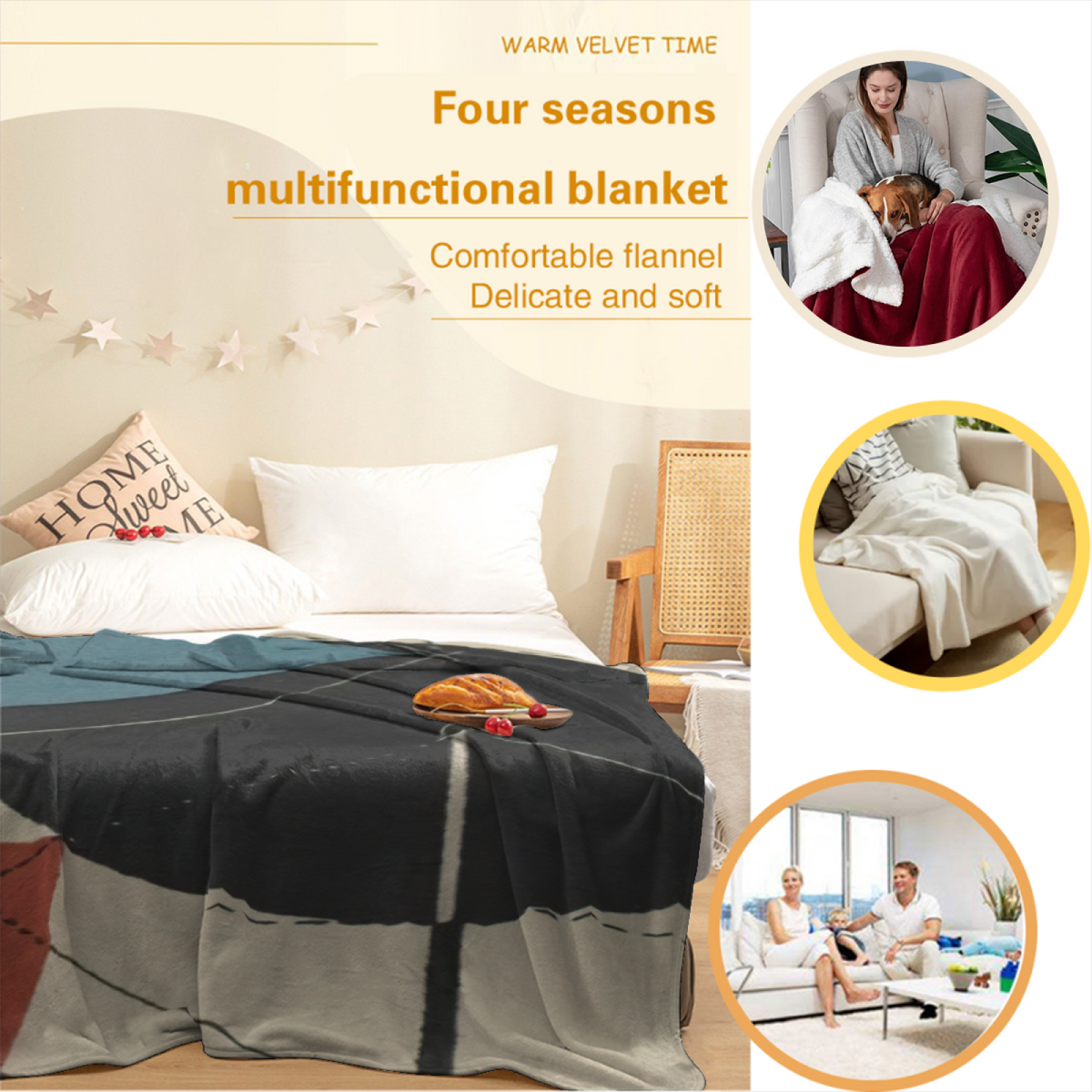 Hazy & Petal Playful Graphic All-Season Flannel Blanket