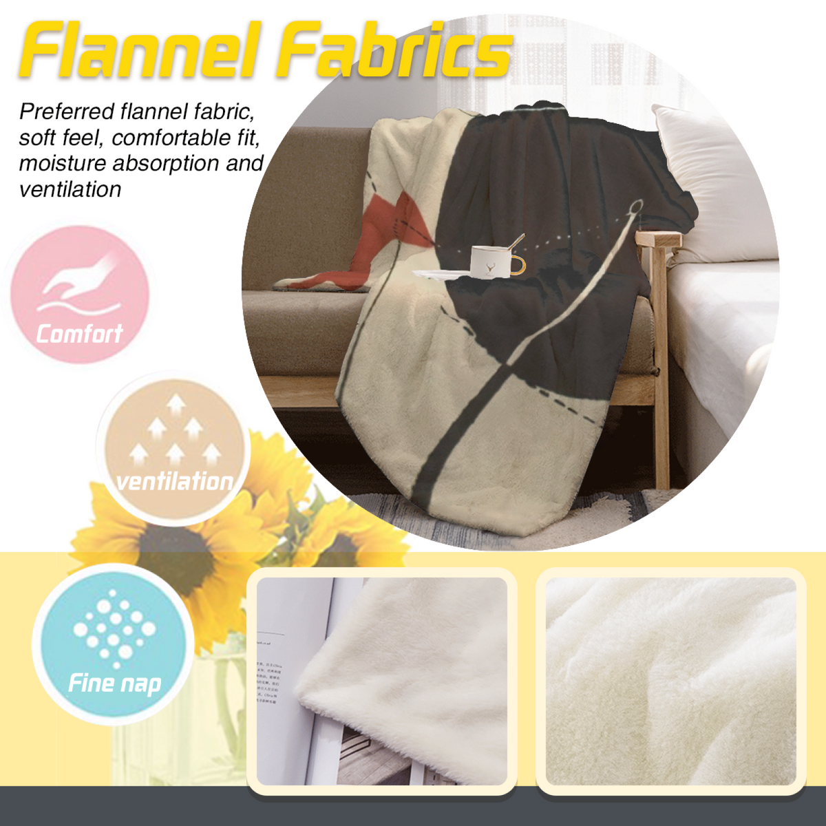 Hazy & Petal Playful Graphic All-Season Flannel Blanket