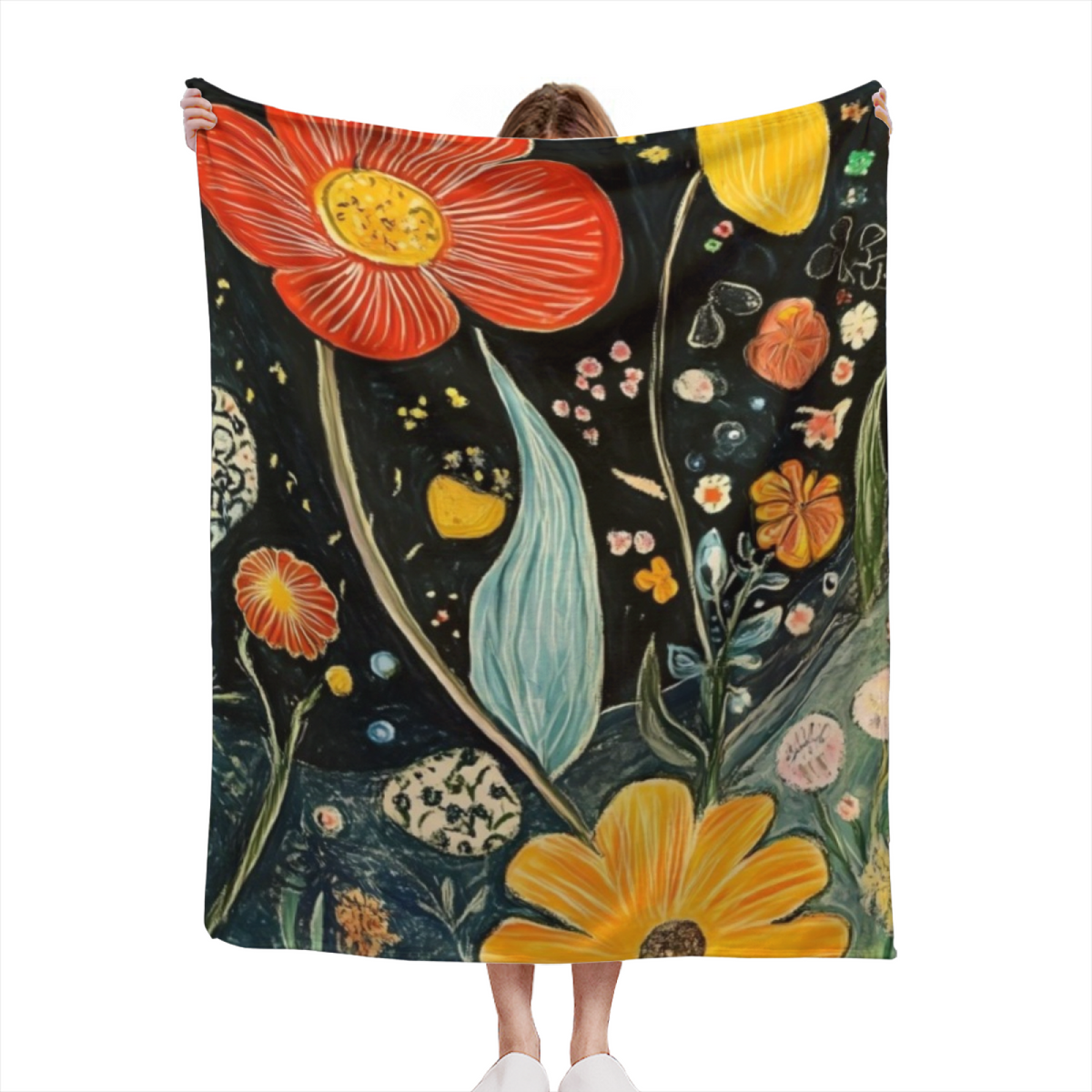 Bohemian Soft Neutral Moonlit Muse Cozy Flannel Bed Blanket