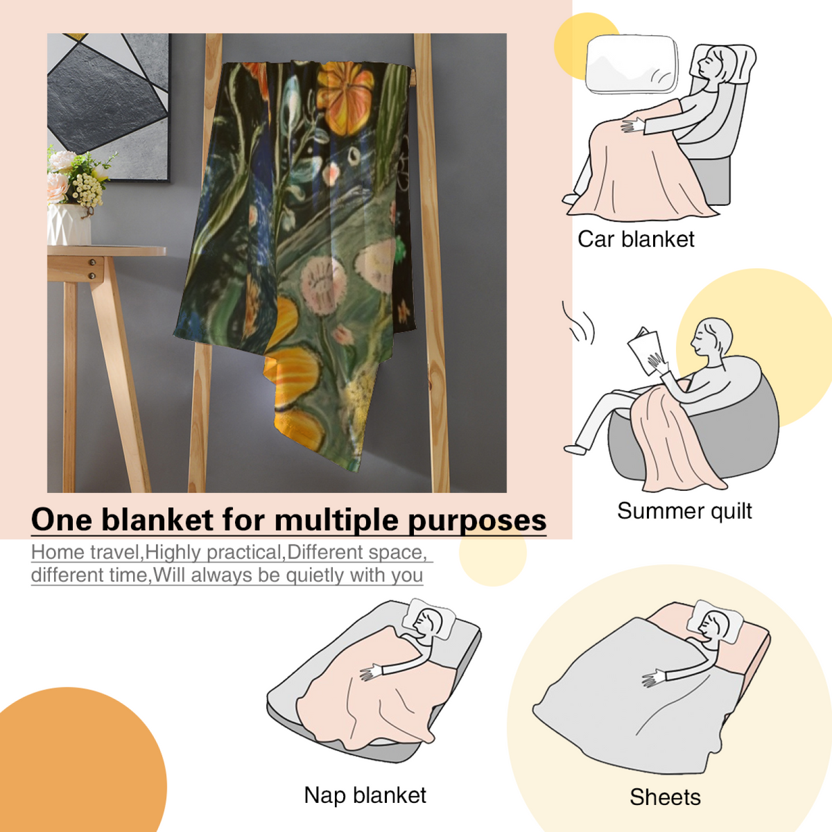 Bohemian Soft Neutral Moonlit Muse Cozy Flannel Bed Blanket
