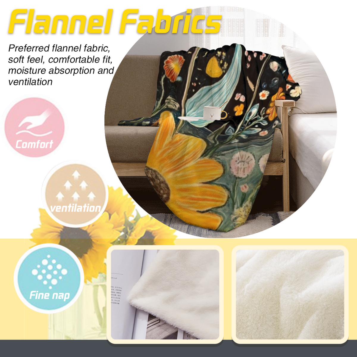 Bohemian Soft Neutral Moonlit Muse Cozy Flannel Bed Blanket