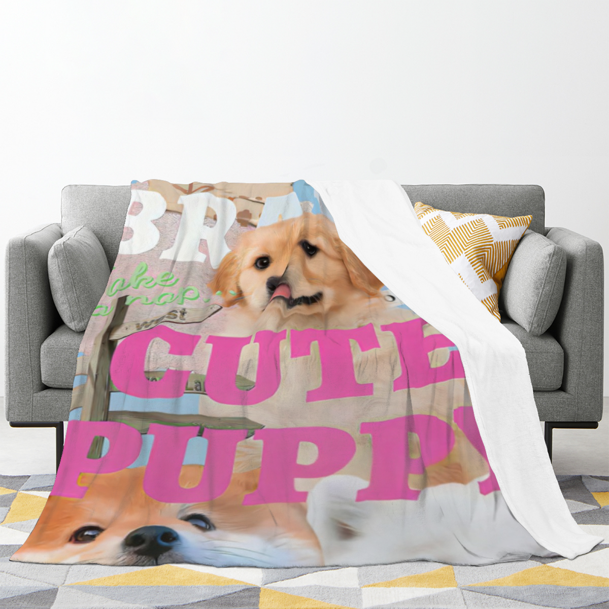 Tangerine Mosaic Inspired Cozy Flannel Bed Blanket ¨C Pastel Multicolor Palette
