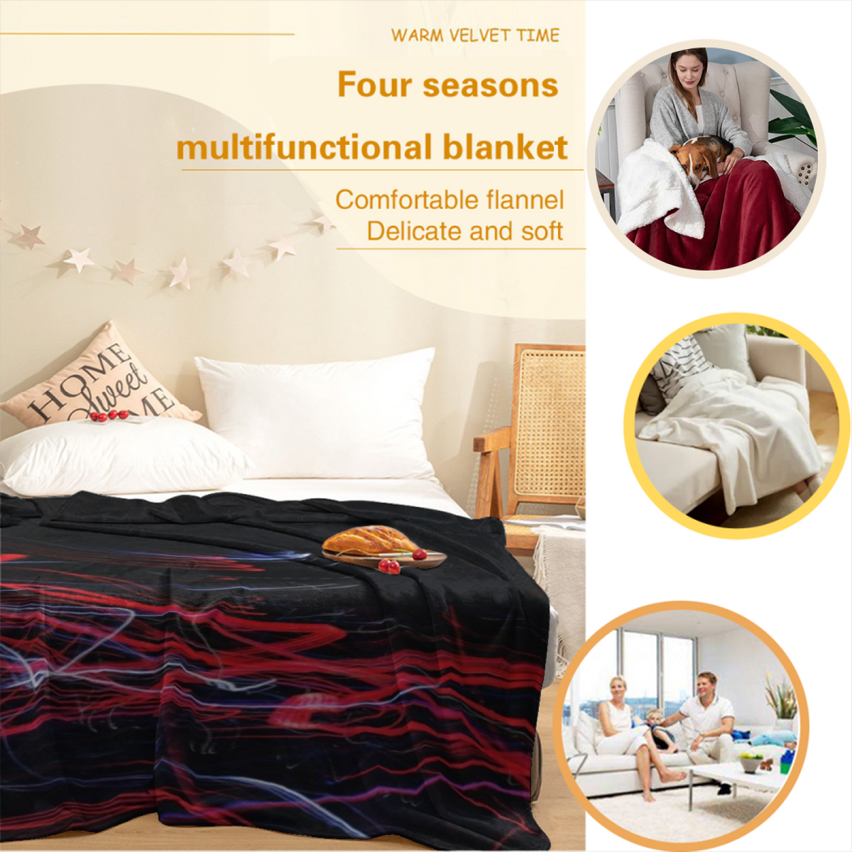 Amber Rhythm Artistic Pattern Soft Flannel Blanket