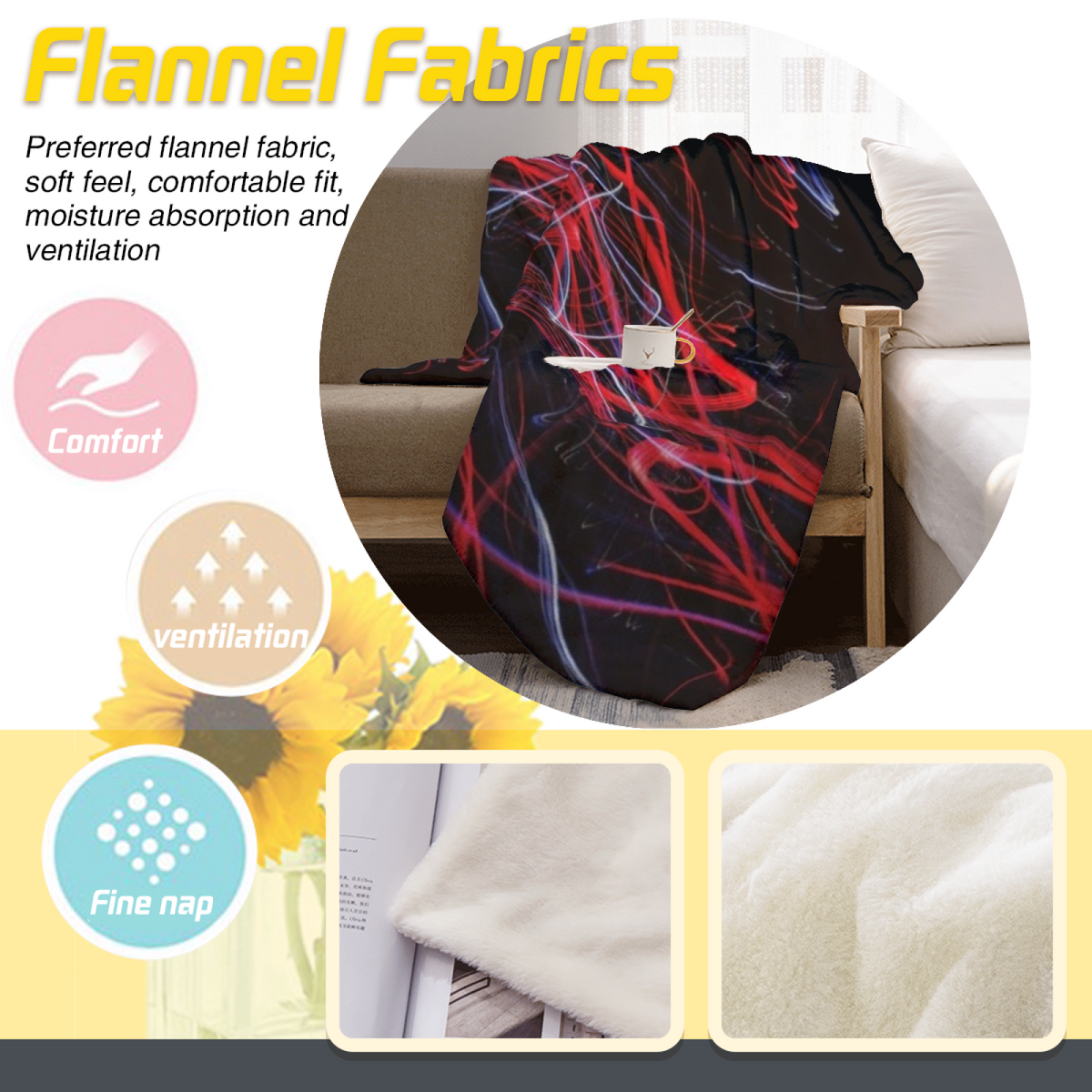 Amber Rhythm Artistic Pattern Soft Flannel Blanket