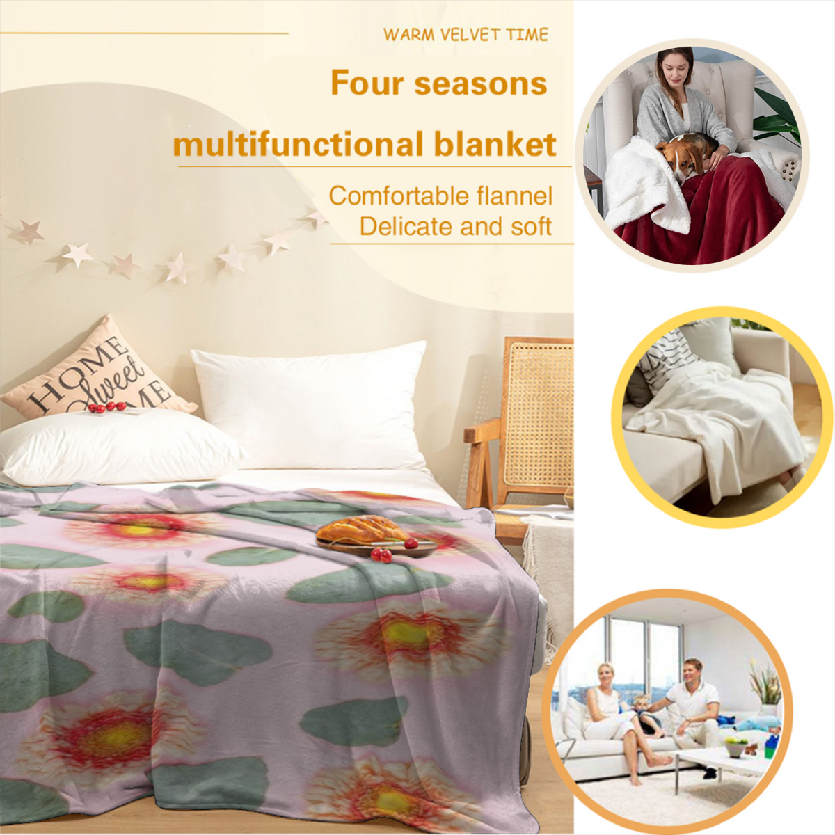 Frosted Wander Pastel Multicolor Art Decorative Flannel Blanket