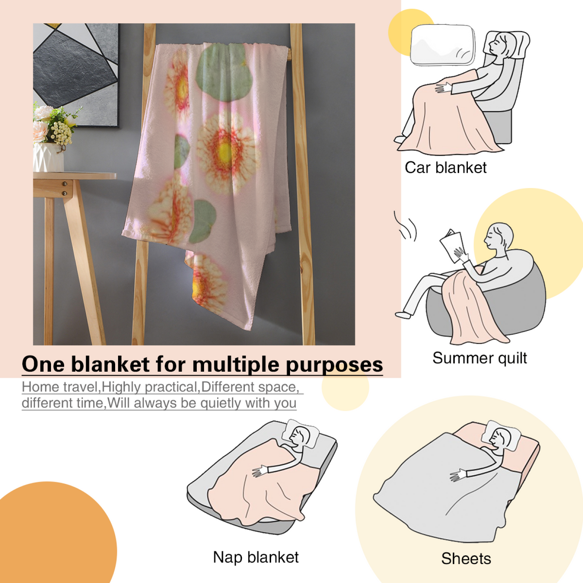 Frosted Wander Pastel Multicolor Art Decorative Flannel Blanket