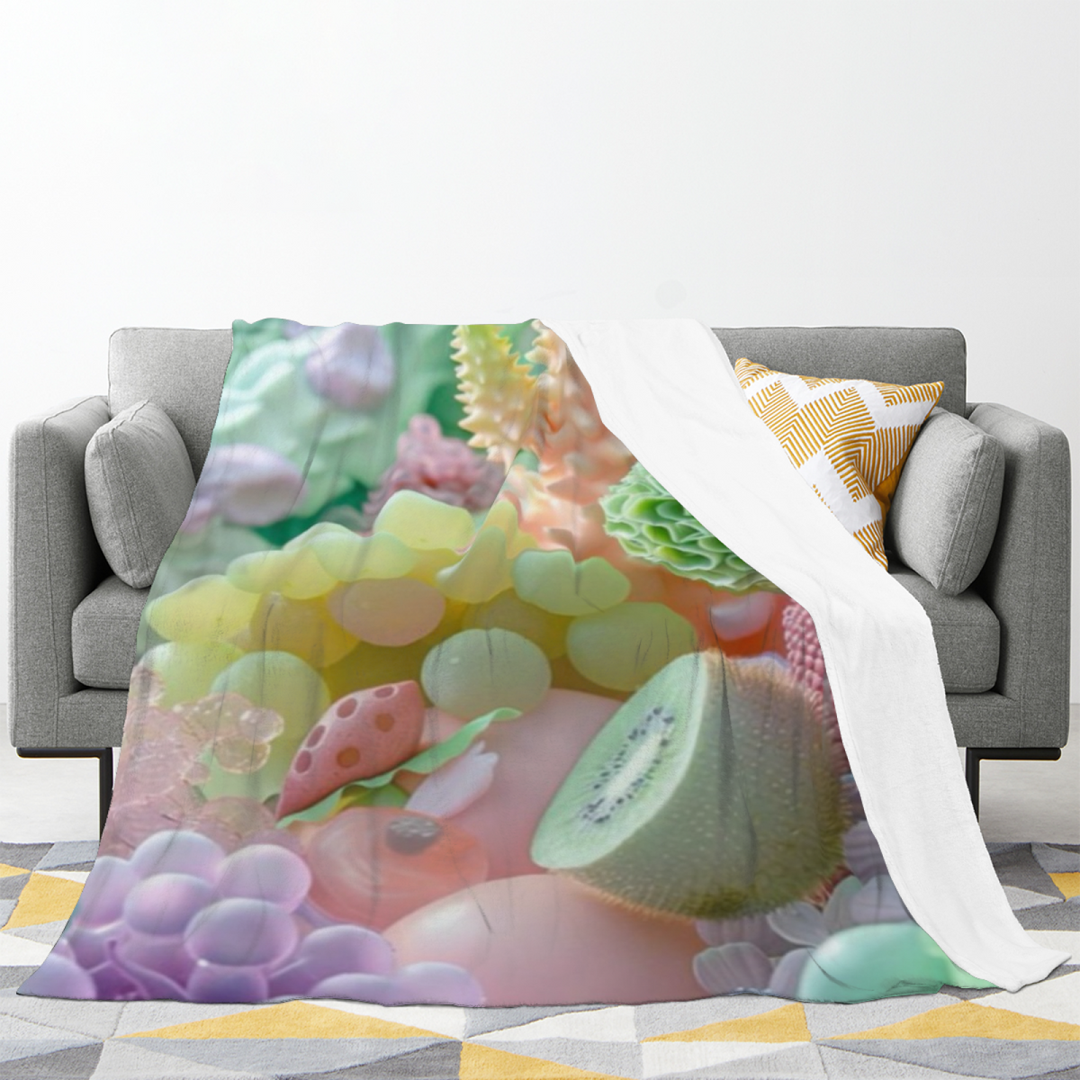 Soft Minimalist Plush Flannel Throw ¨C Mossy Picnic Collection