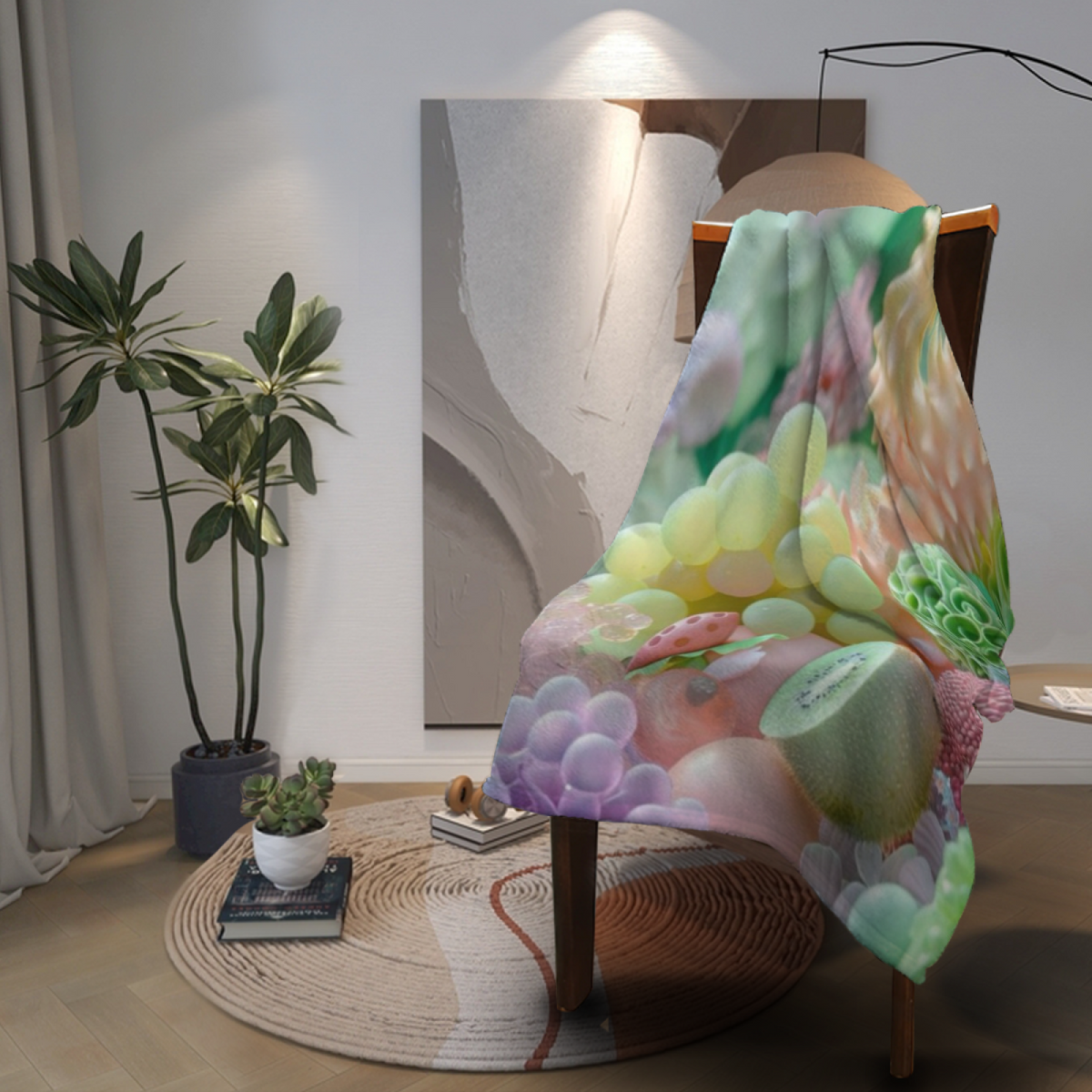 Soft Minimalist Plush Flannel Throw ¨C Mossy Picnic Collection