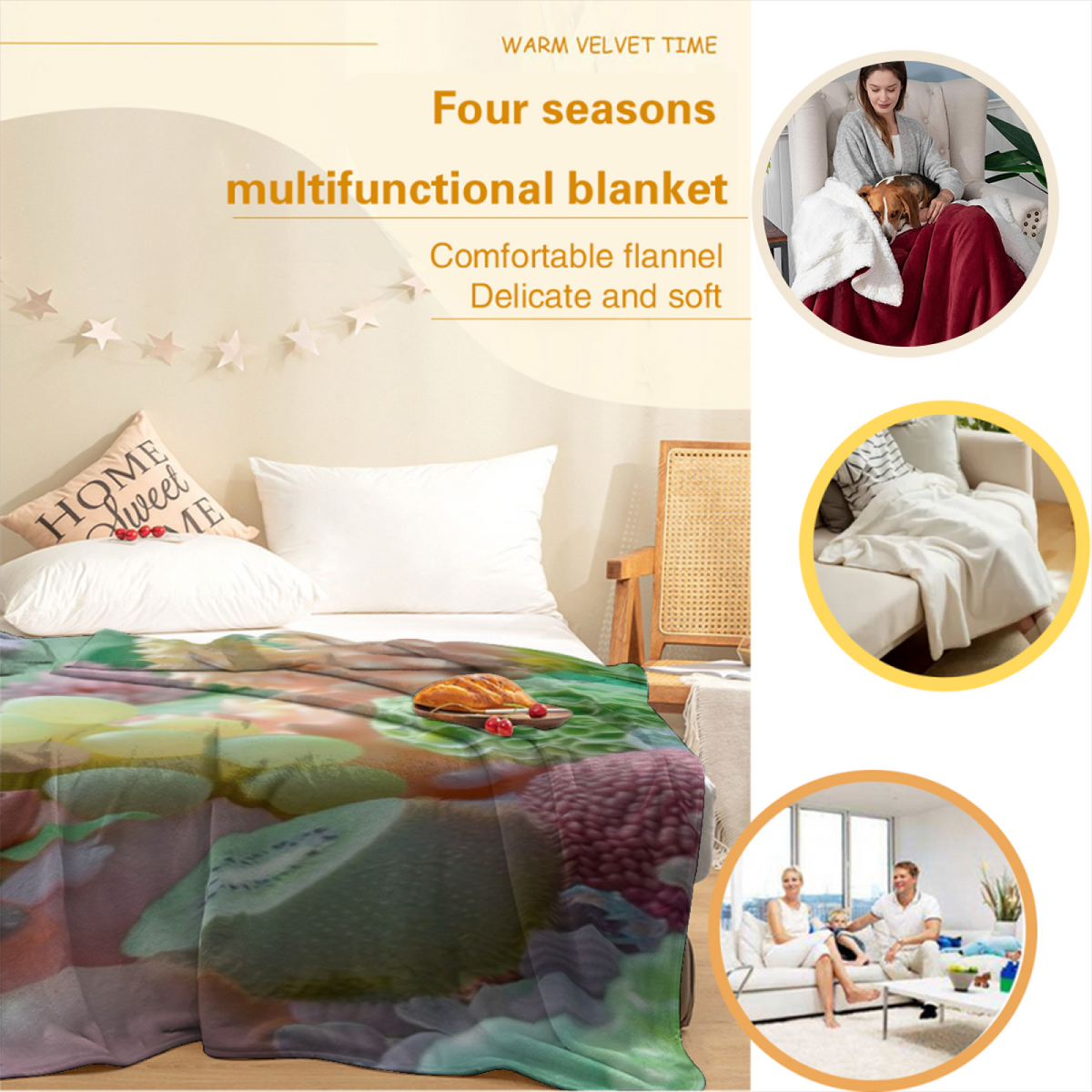Soft Minimalist Plush Flannel Throw ¨C Mossy Picnic Collection