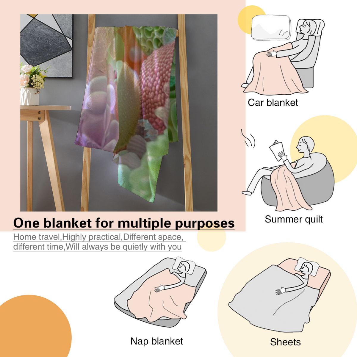 Soft Minimalist Plush Flannel Throw ¨C Mossy Picnic Collection