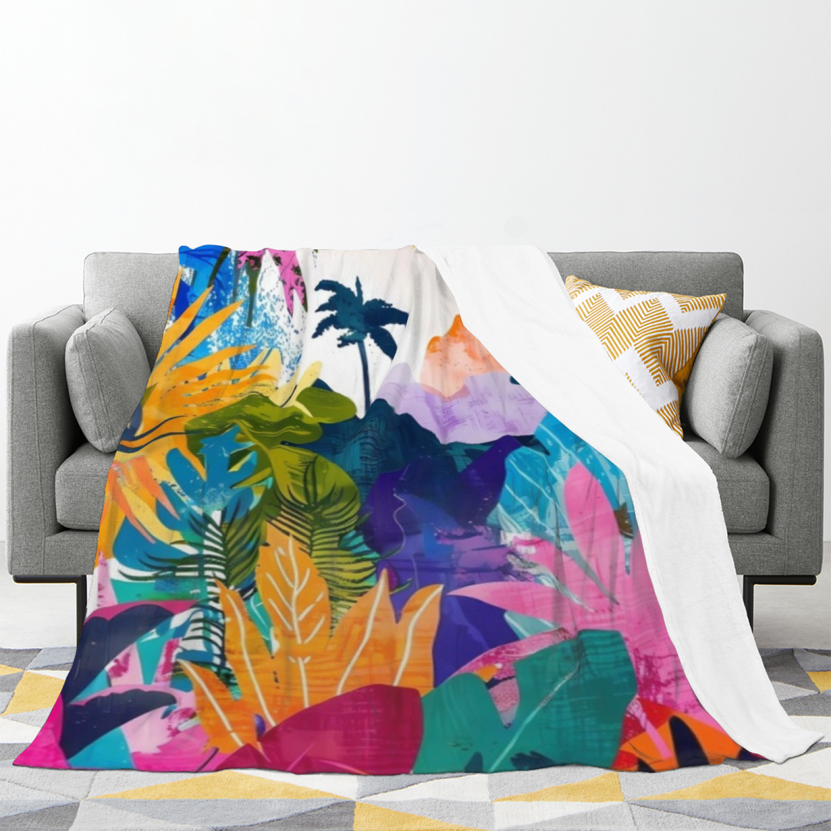 Statement Soft Neutral Terracotta Meadow Flannel Throw Blanket