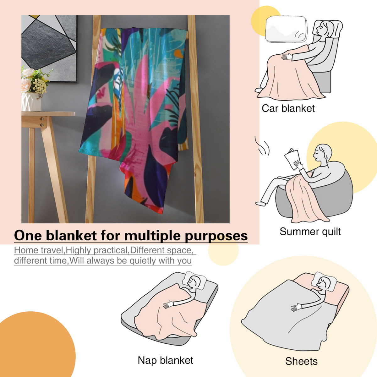 Statement Soft Neutral Terracotta Meadow Flannel Throw Blanket