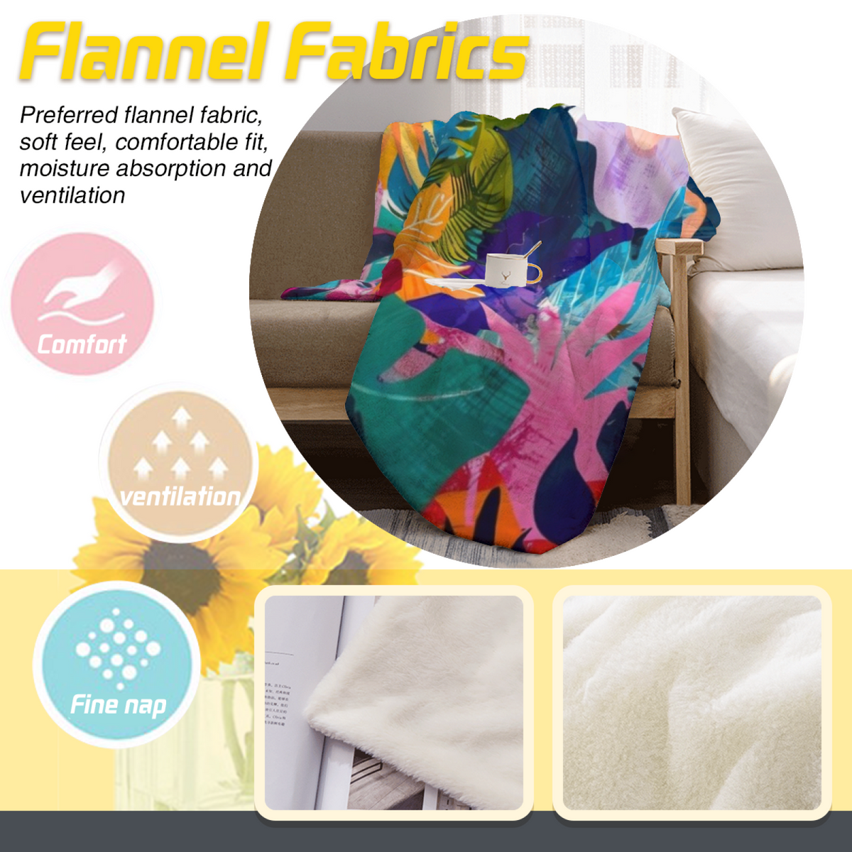 Statement Soft Neutral Terracotta Meadow Flannel Throw Blanket