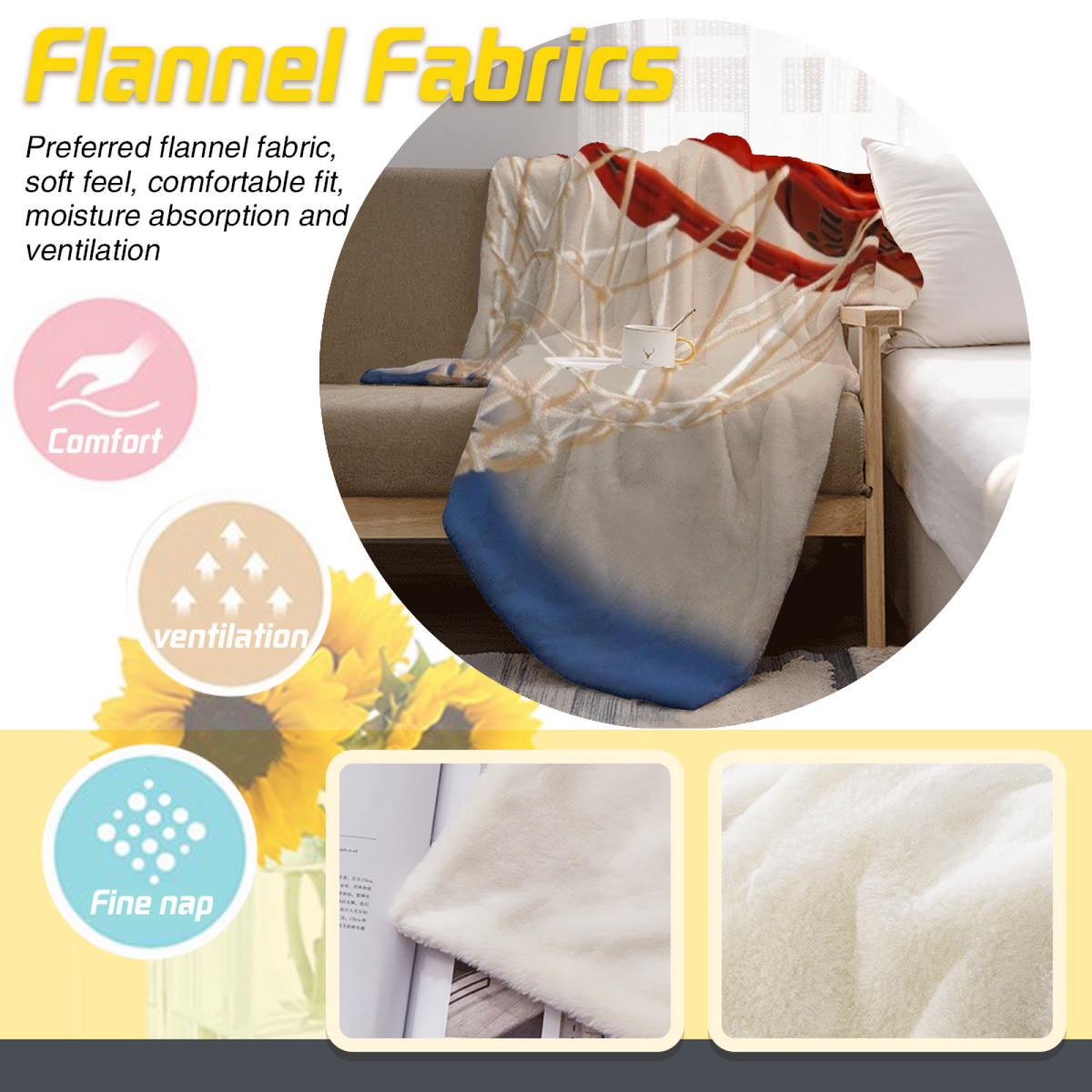 Earthy Multicolor Golden Rhythm Cozy Flannel Bed Blanket