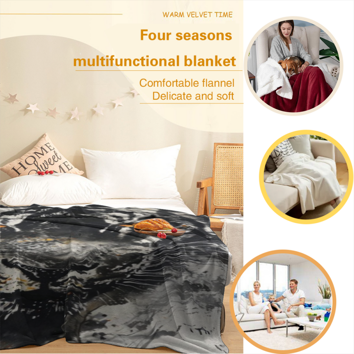 Rosewood Glow Soft Neutral Playful Decorative Flannel Blanket