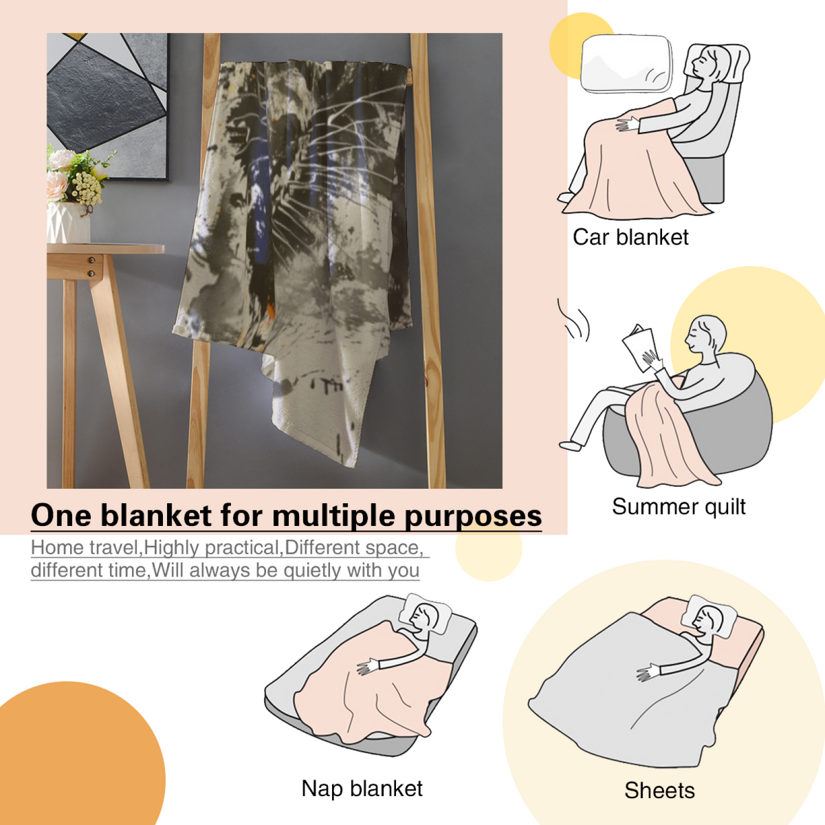 Rosewood Glow Soft Neutral Playful Decorative Flannel Blanket