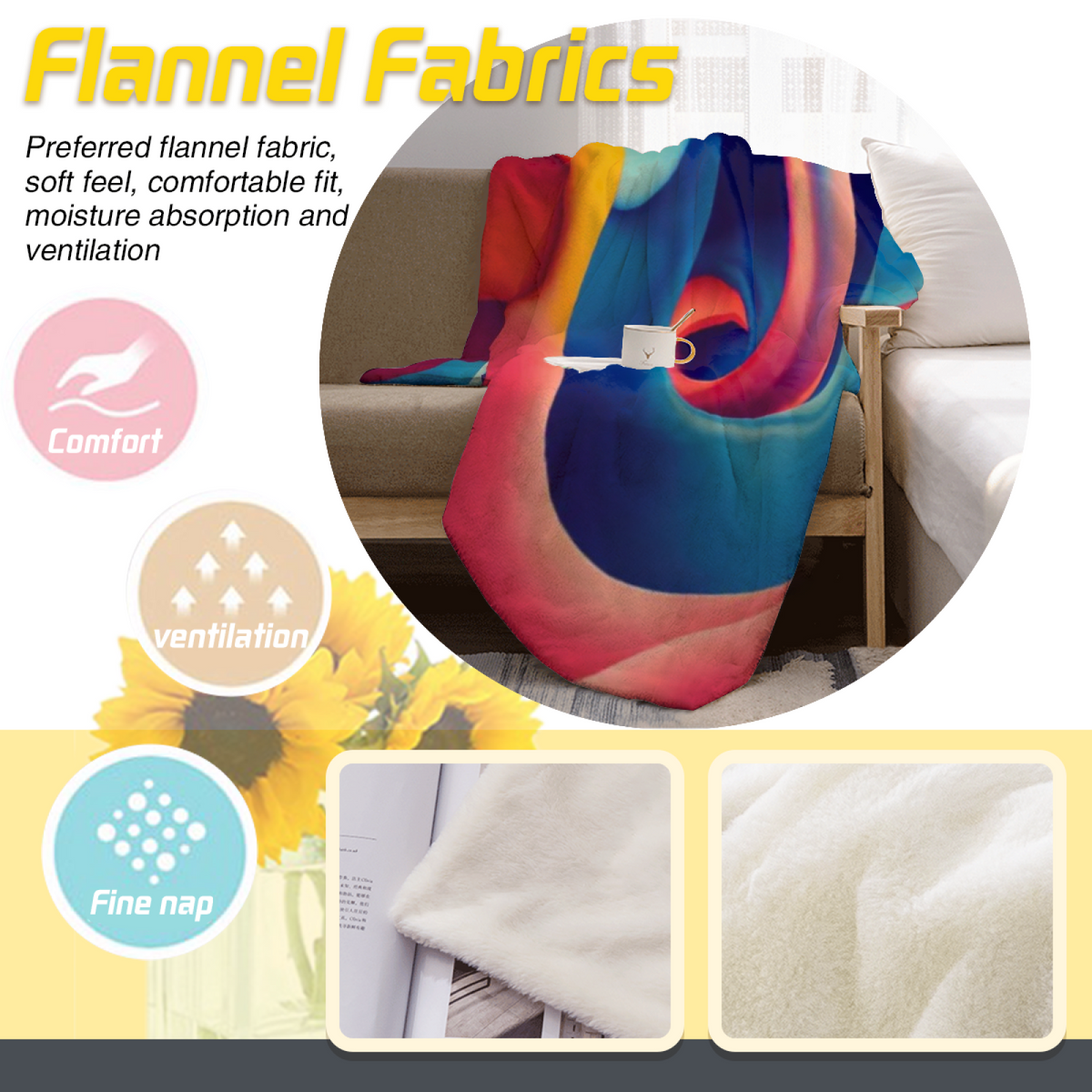 Breezy Fern Soft Flannel Blanket in Dusty Lilac