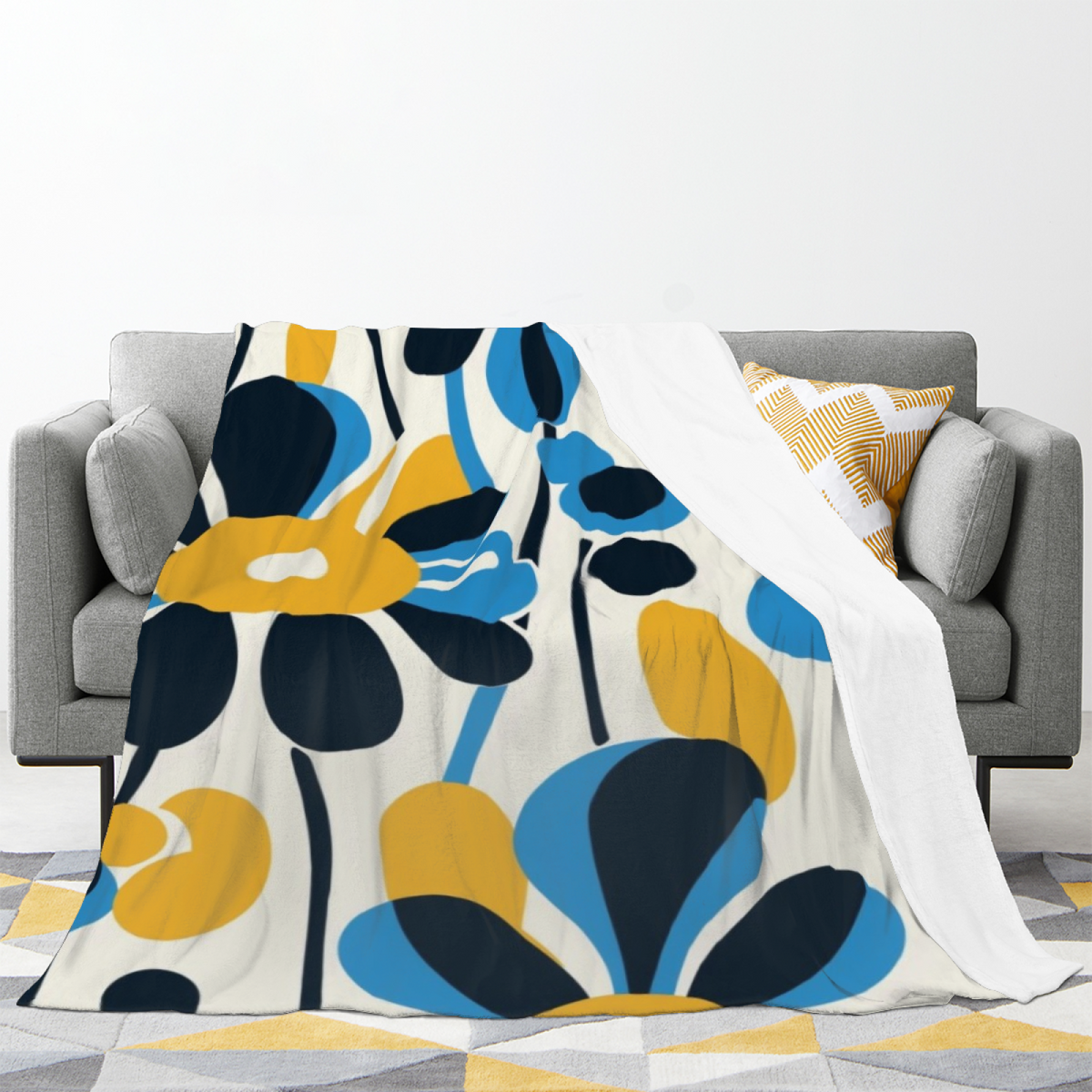 Eclectic Design Mossy Fern Warm Coral Cozy Flannel Bed Blanket