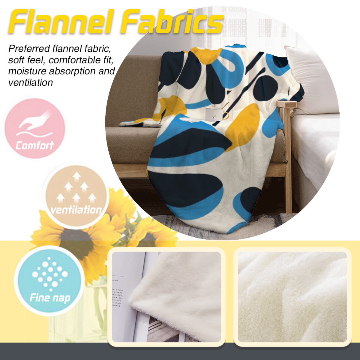 Eclectic Design Mossy Fern Warm Coral Cozy Flannel Bed Blanket