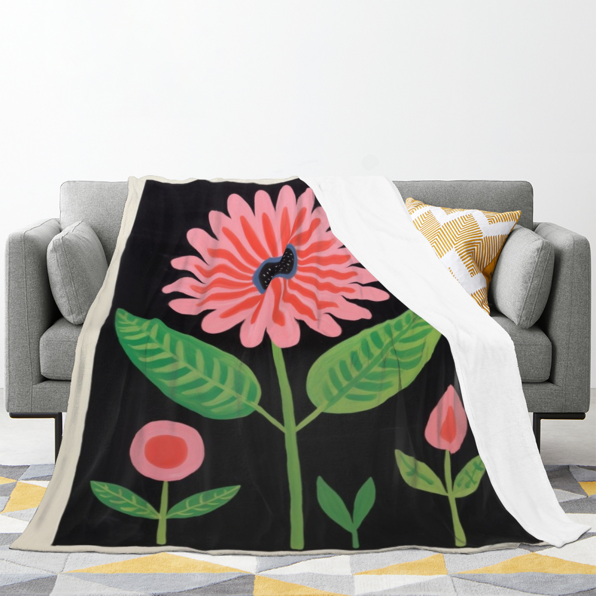 Marigold Treasure Soft Neutral Art Decorative Flannel Blanket