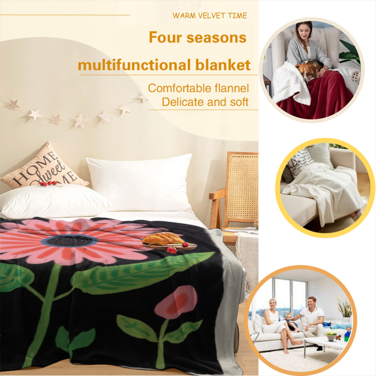 Marigold Treasure Soft Neutral Art Decorative Flannel Blanket