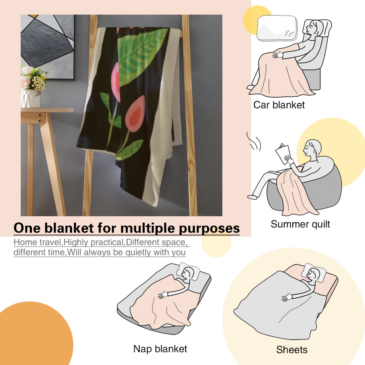 Marigold Treasure Soft Neutral Art Decorative Flannel Blanket