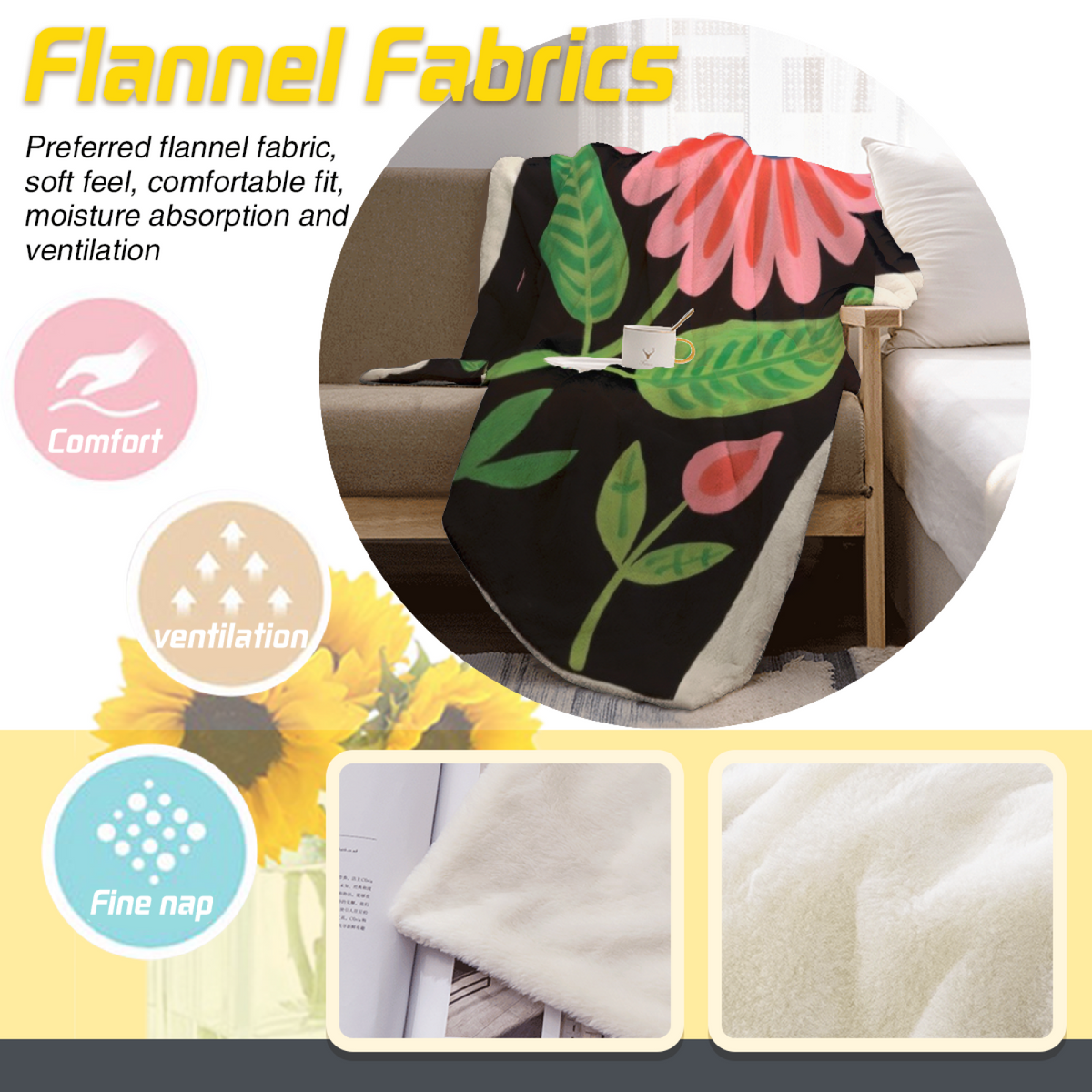 Marigold Treasure Soft Neutral Art Decorative Flannel Blanket