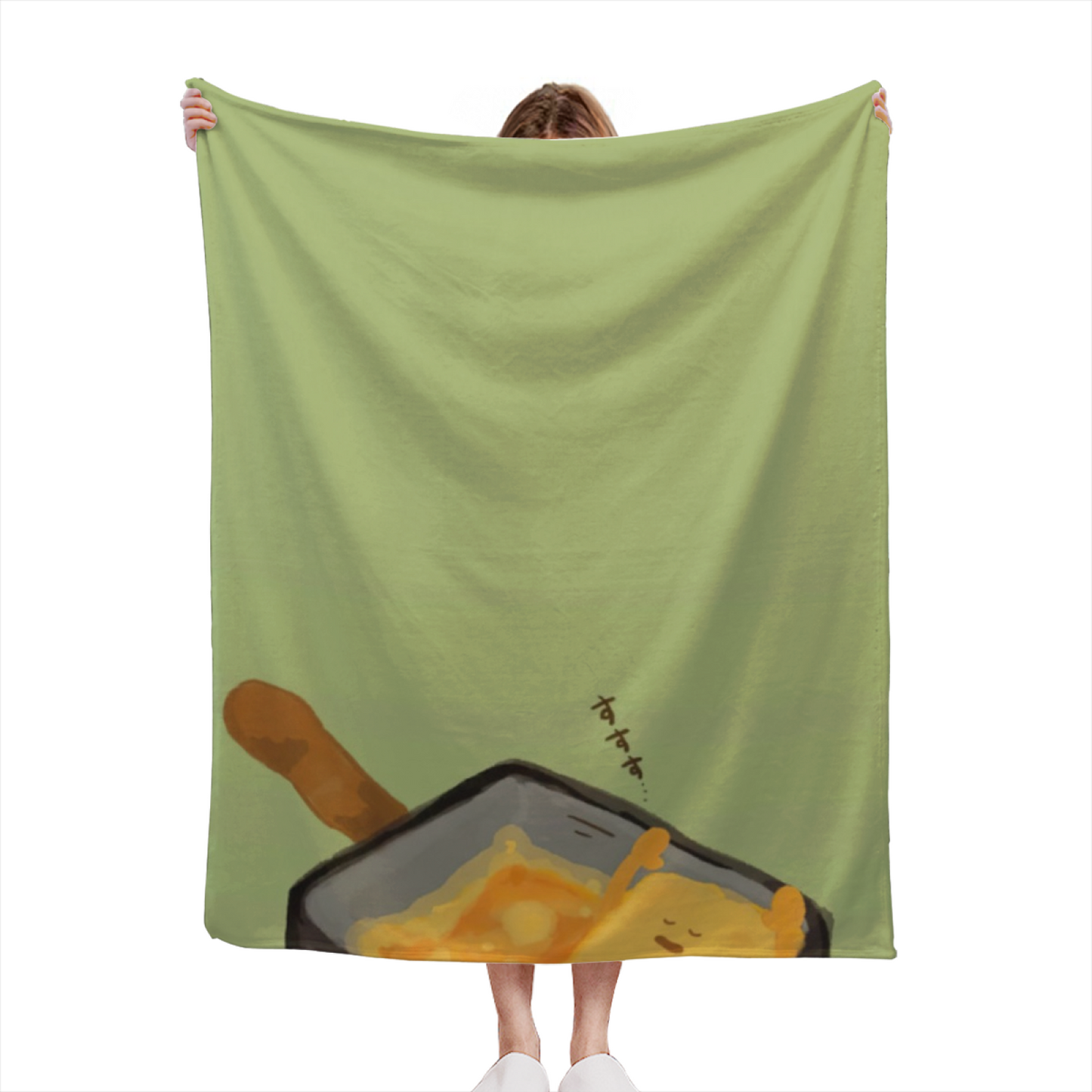 Japanese Food Flannel Throw Blanket ¨C Tempura, Curry and Rice Art