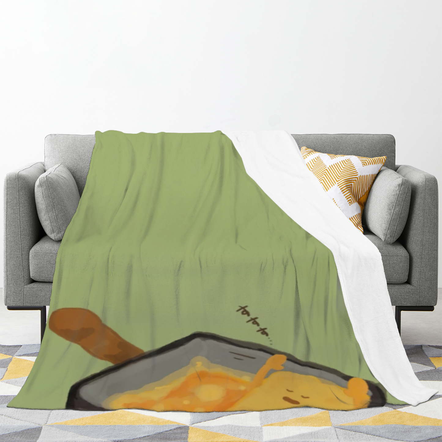 Japanese Food Flannel Throw Blanket ¨C Tempura, Curry and Rice Art