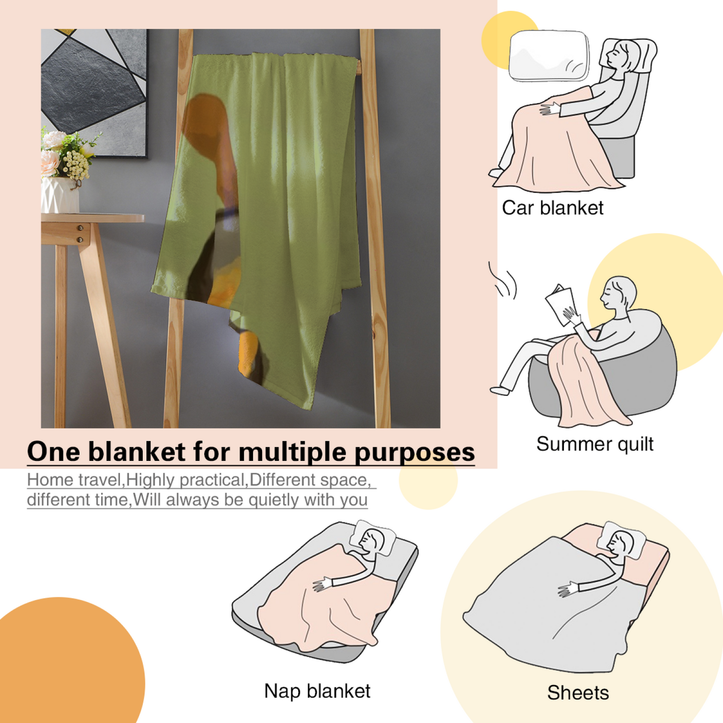 Japanese Food Flannel Throw Blanket ¨C Tempura, Curry and Rice Art
