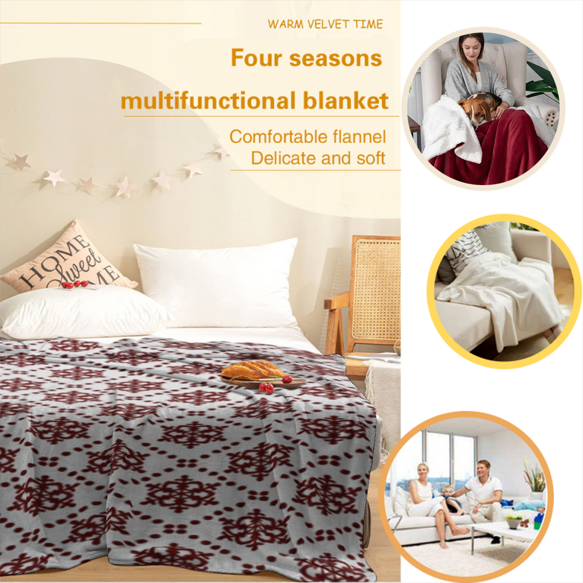 Soft Neutral Solstice Kaleidoscope Soft Flannel Blanket