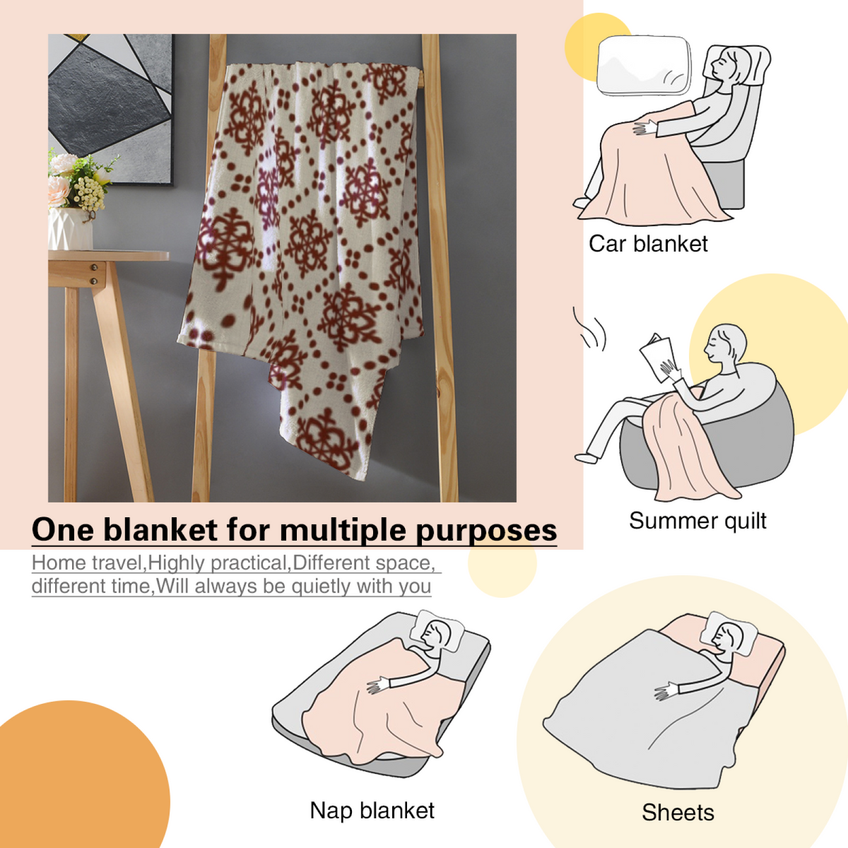 Soft Neutral Solstice Kaleidoscope Soft Flannel Blanket