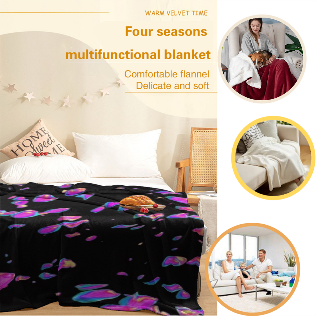 Cedar Reverie Soft Neutral Art All-Season Flannel Blanket