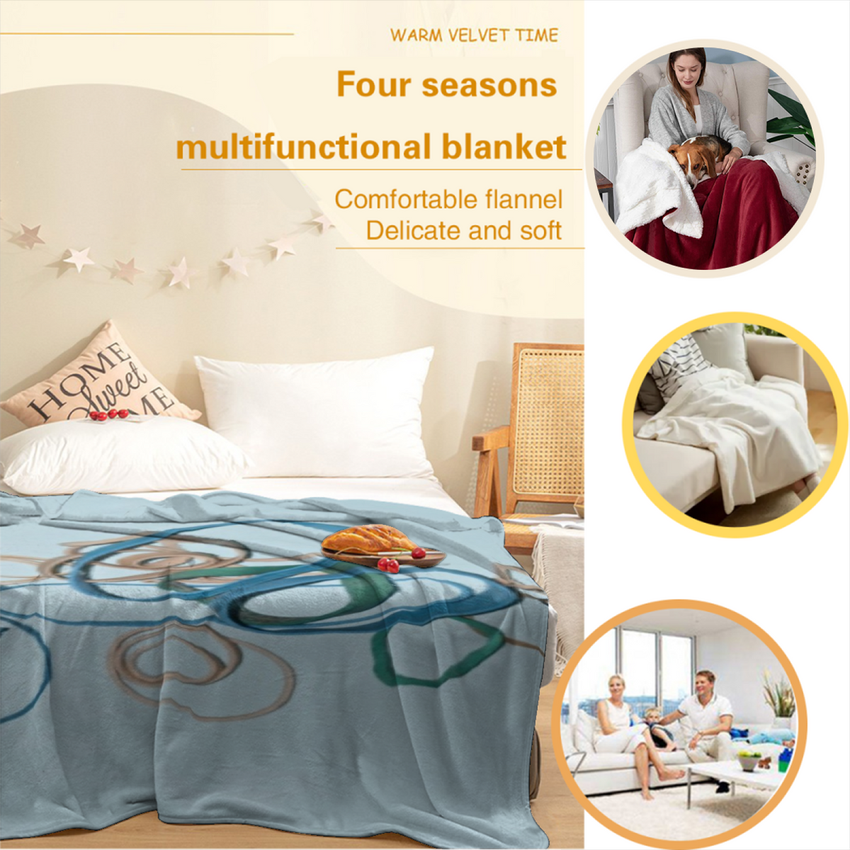 Coastal & Picnic Playful Graphic Plush Flannel Throw